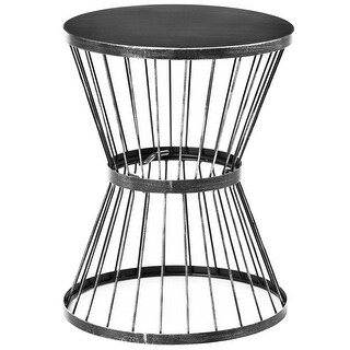 16" Steel Patio Side Table, Garden End Table with Hourglass Design